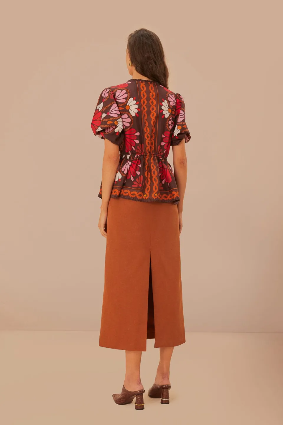 FARM Rio Caramel Midi Skirt