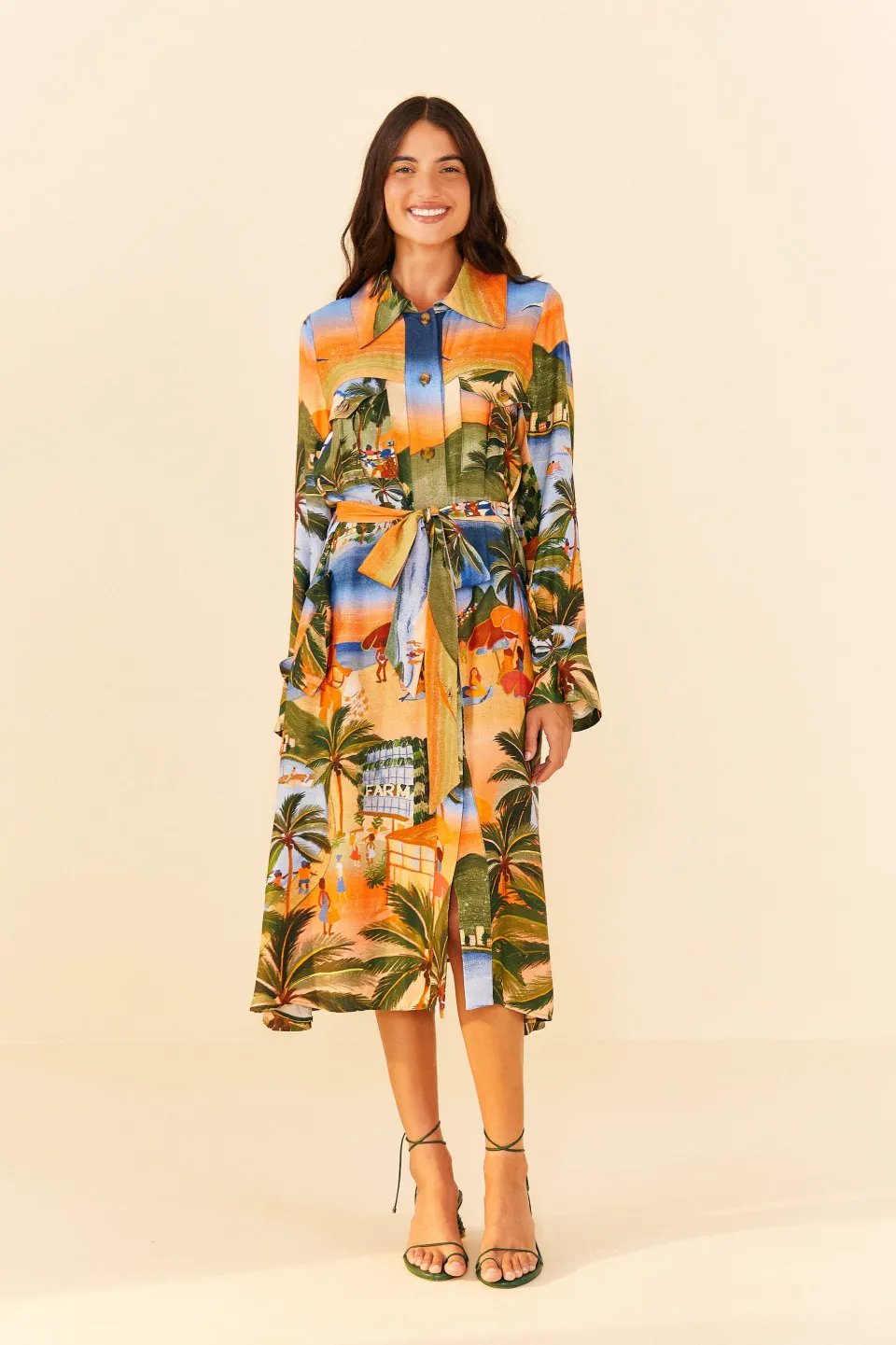 FARM Rio Carioca Lenzing™ Ecovero™ Viscose Midi Dress Hot