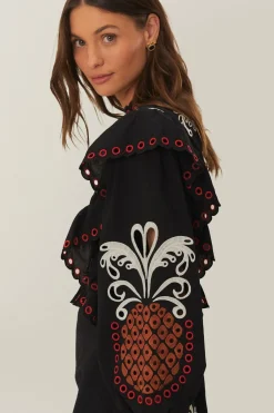 FARM Rio Cashew Mandala Richilieu Long Sleeve Maxi Dress
