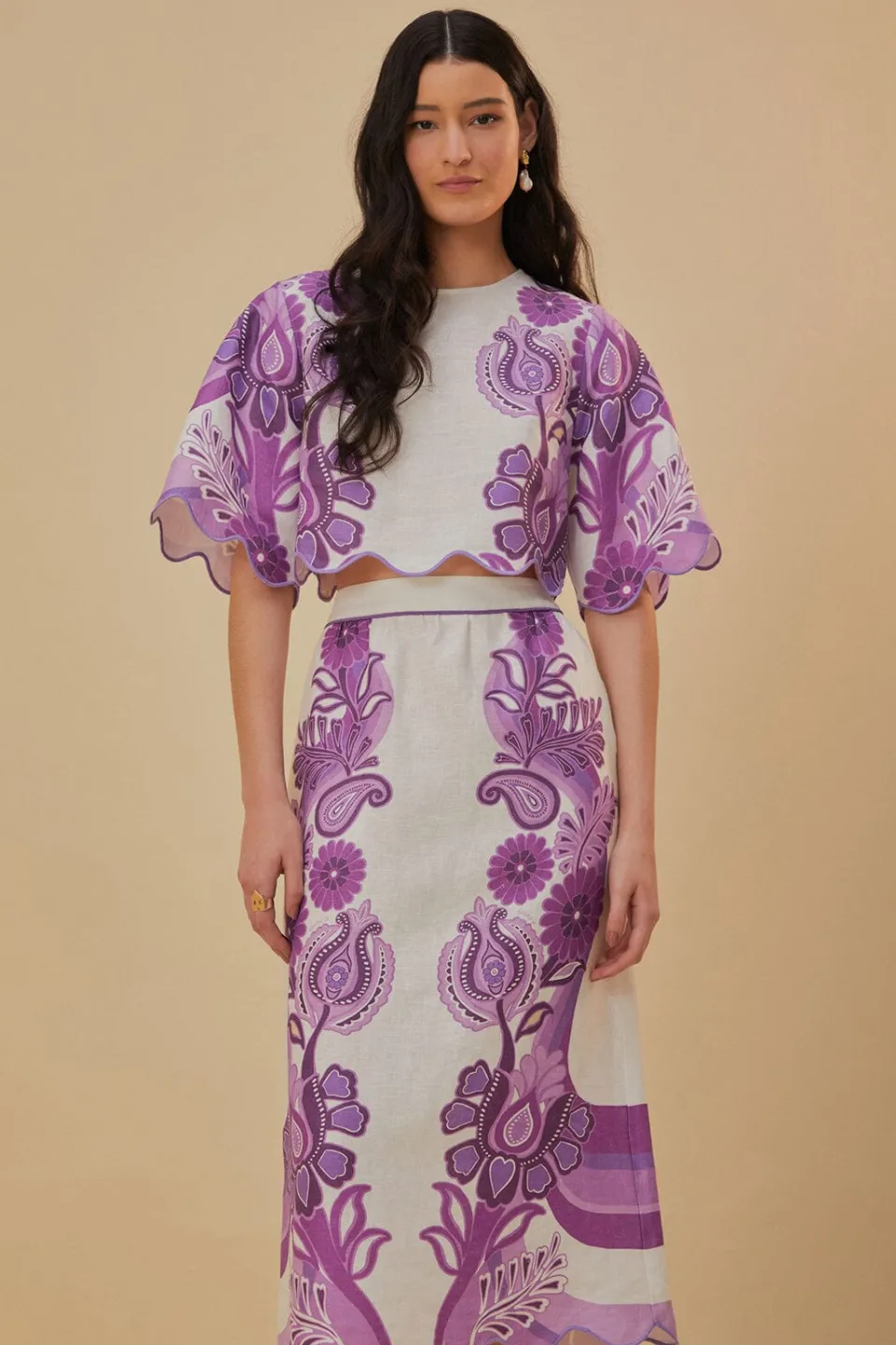 FARM Rio Color Festival Cream Euroflax™ Midi Skirt Sale