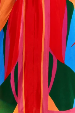 FARM Rio Colorful Leaves Midi Dress New