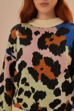 FARM Rio Colorful Leopard Knit Sweater Best