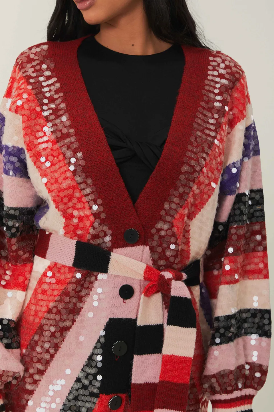 FARM Rio Colorful Stripes Knit Cardigan Clearance