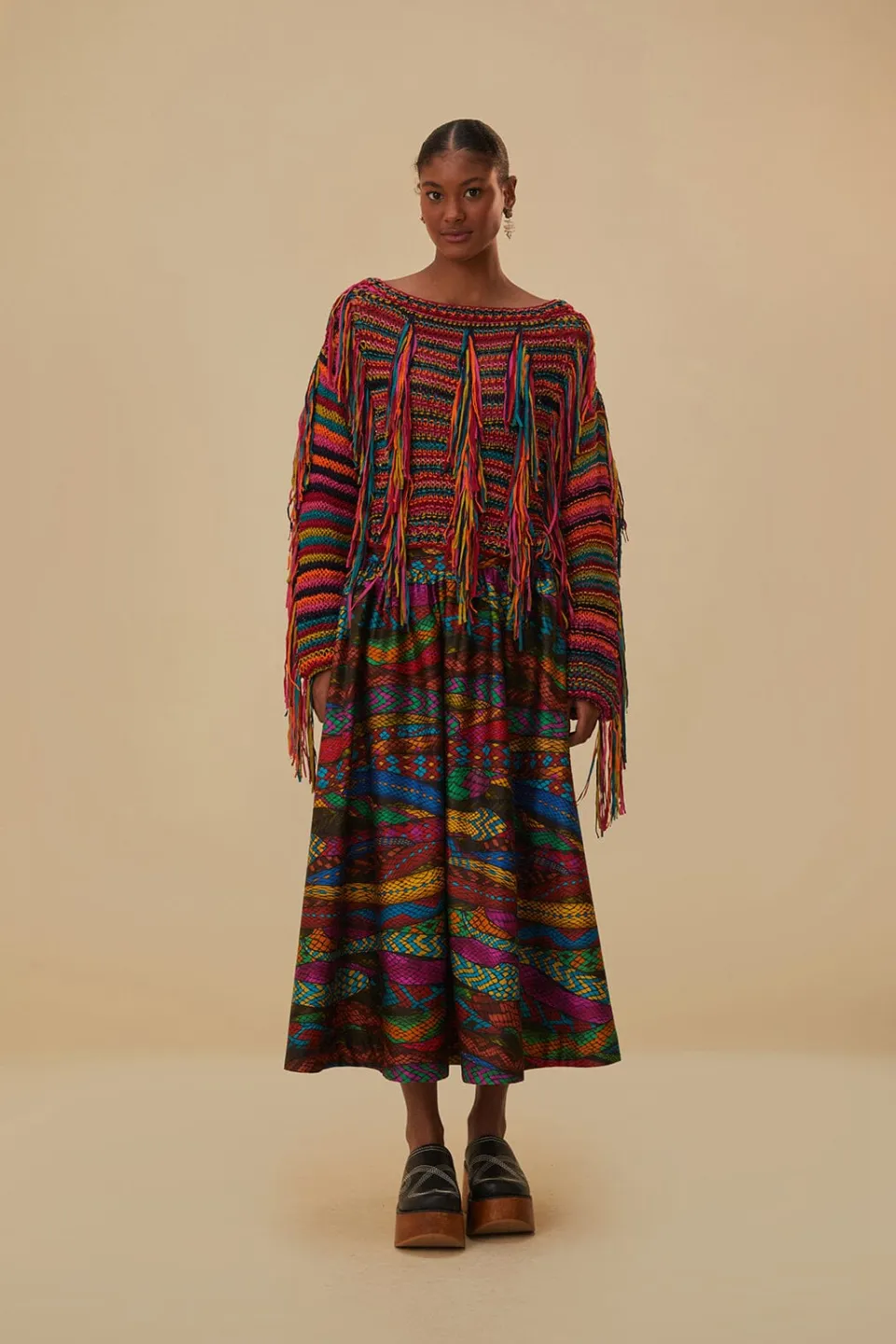 FARM Rio Colorful Stripes Knit Sweater New
