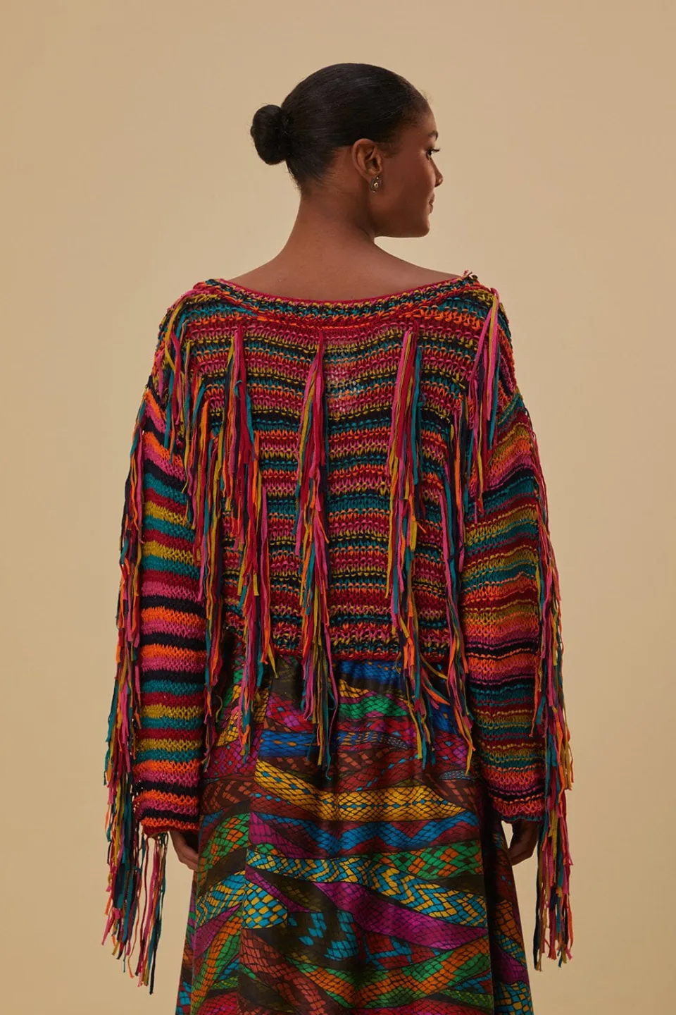 FARM Rio Colorful Stripes Knit Sweater New