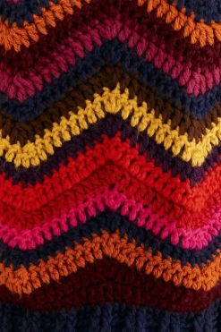 FARM Rio Colorful Waves Crochet High Neck Sweater Clearance