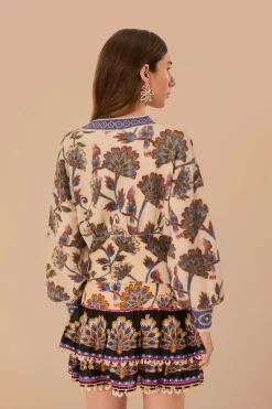 FARM Rio Cream Ainika Maxi Floral Knit Cardigan Sale