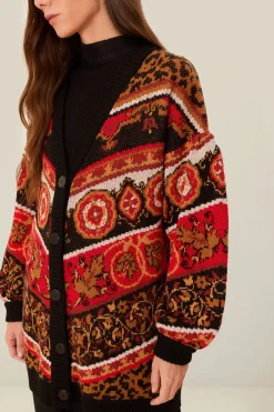 FARM Rio Cream Ainika Tiles Knit Cardigan Outlet