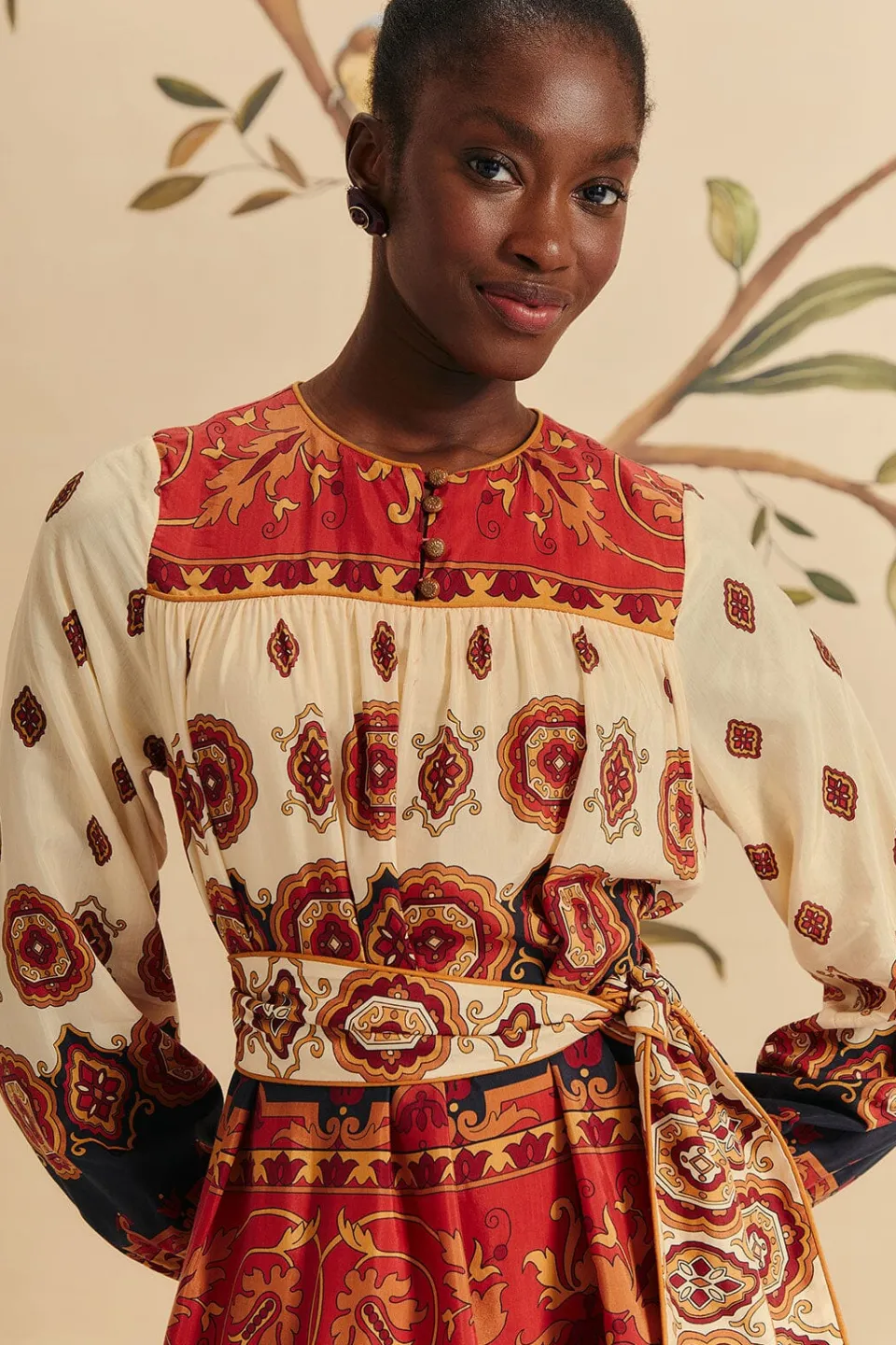 FARM Rio Cream Ainika Tiles Midi Dress Discount