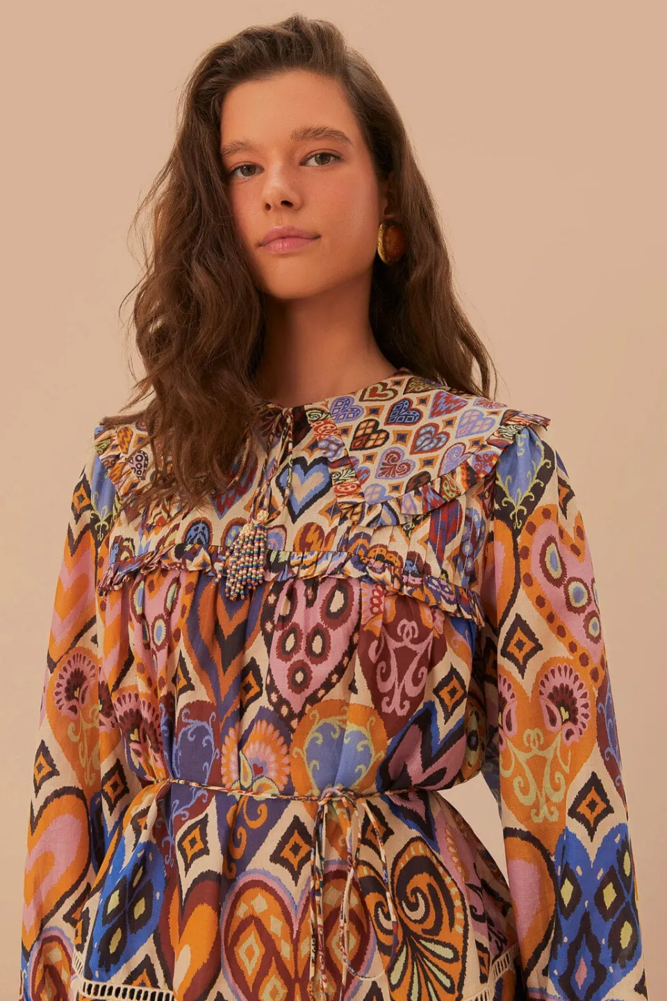 FARM Rio Cream Hearts Ikat Blouse Discount
