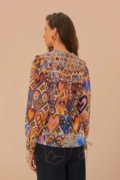 FARM Rio Cream Hearts Ikat Blouse Discount