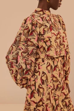 FARM Rio Cream Horses Guipure Blouse Online