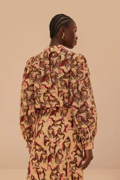 FARM Rio Cream Horses Guipure Blouse Online