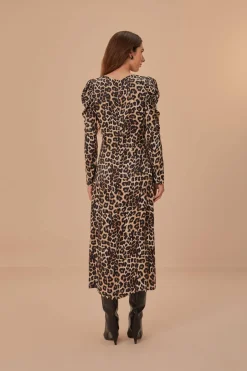 FARM Rio Cream Natural Skin LENZING™ ECOVERO™ Viscose Midi Dress Discount