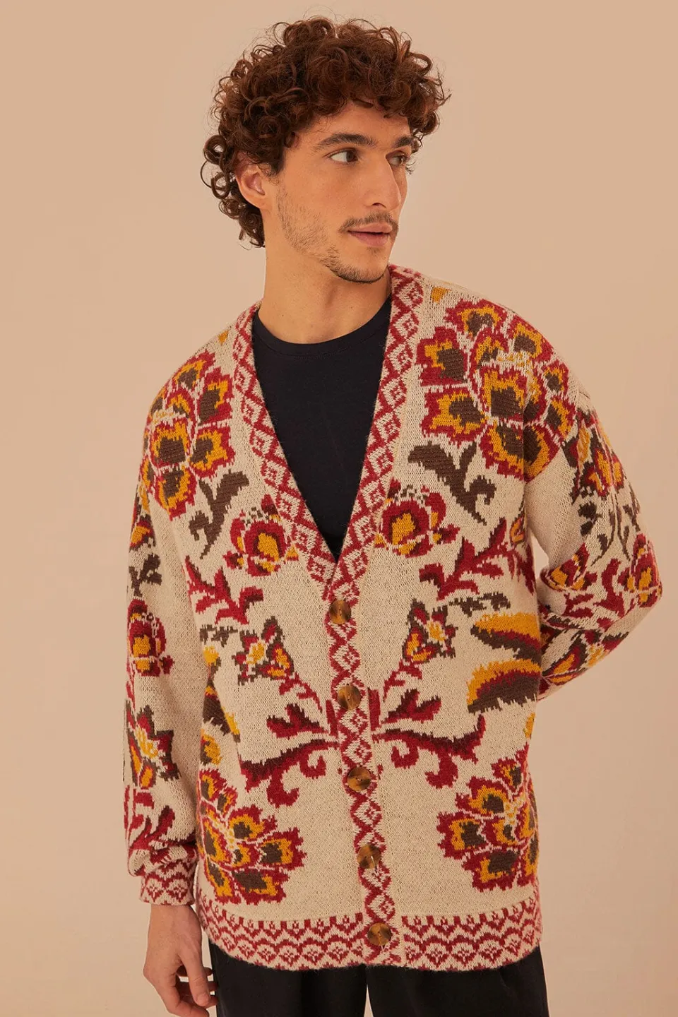 FARM Rio Cream Toucans Scarf Knit Cardigan Online