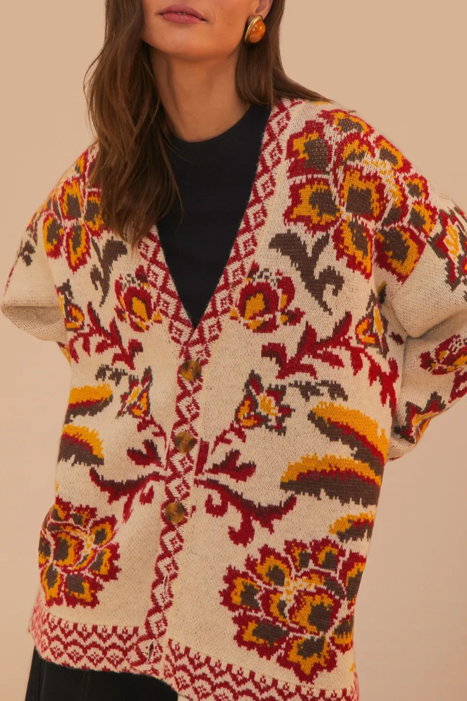 FARM Rio Cream Toucans Scarf Knit Cardigan Online