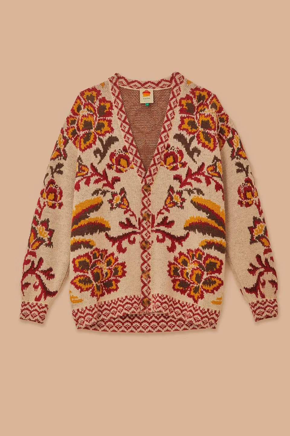 FARM Rio Cream Toucans Scarf Knit Cardigan Online