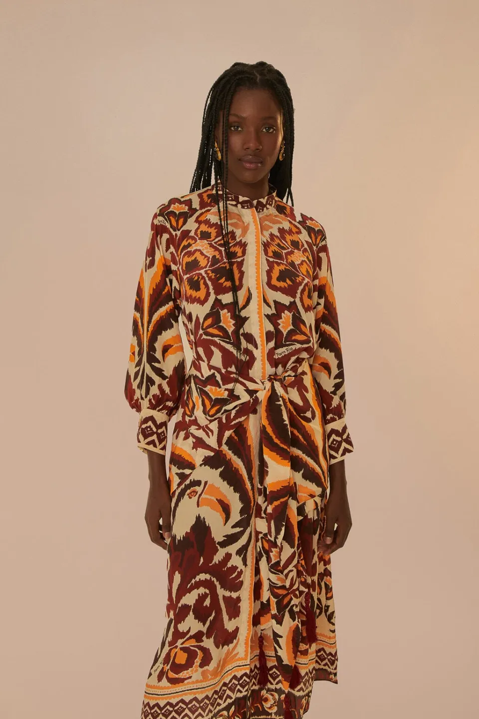 FARM Rio Cream Toucans Scarf Maxi Dress Hot