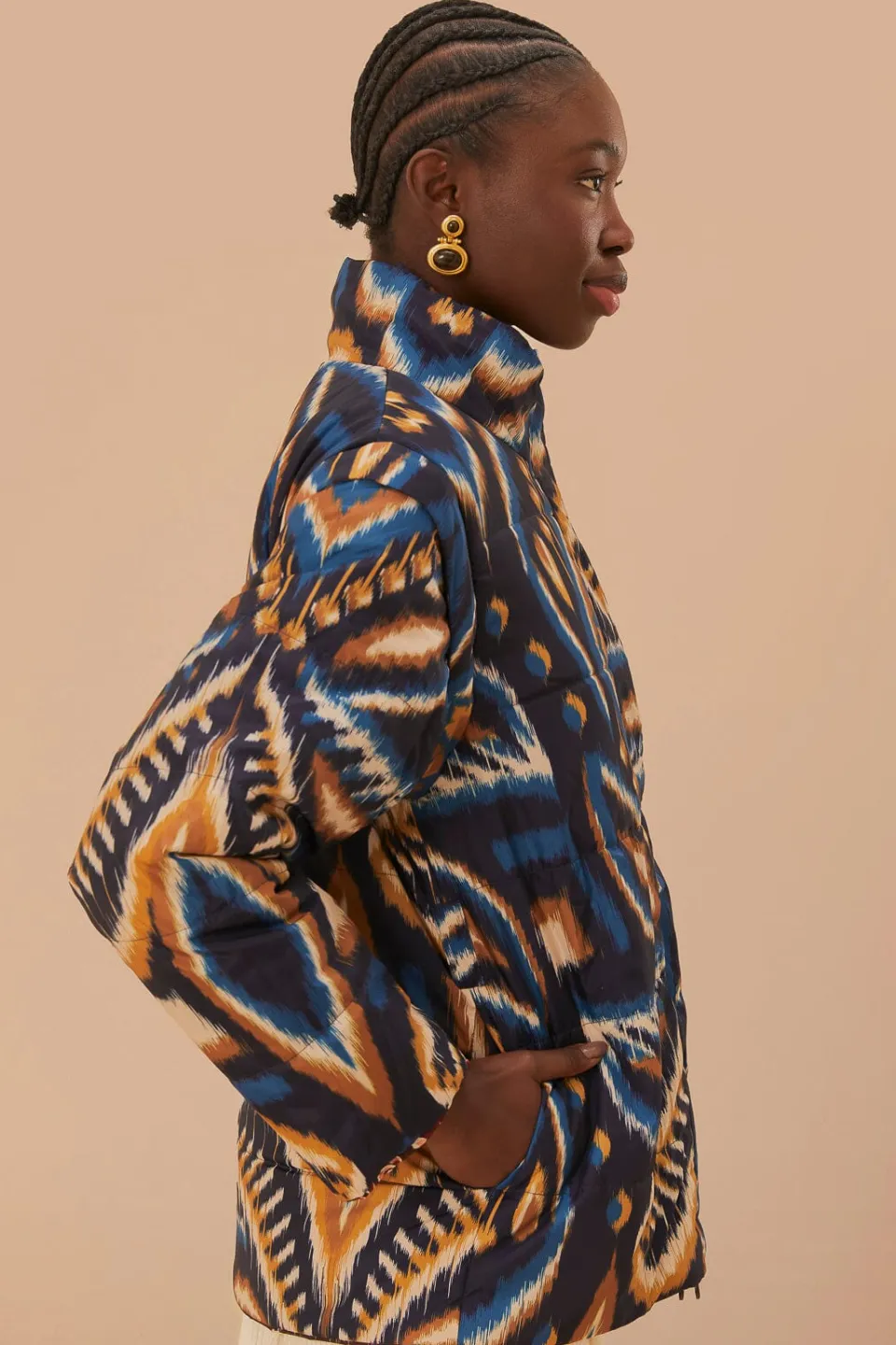 FARM Rio Cream Toucans Scarf Reversible Puffer Jacket Sale