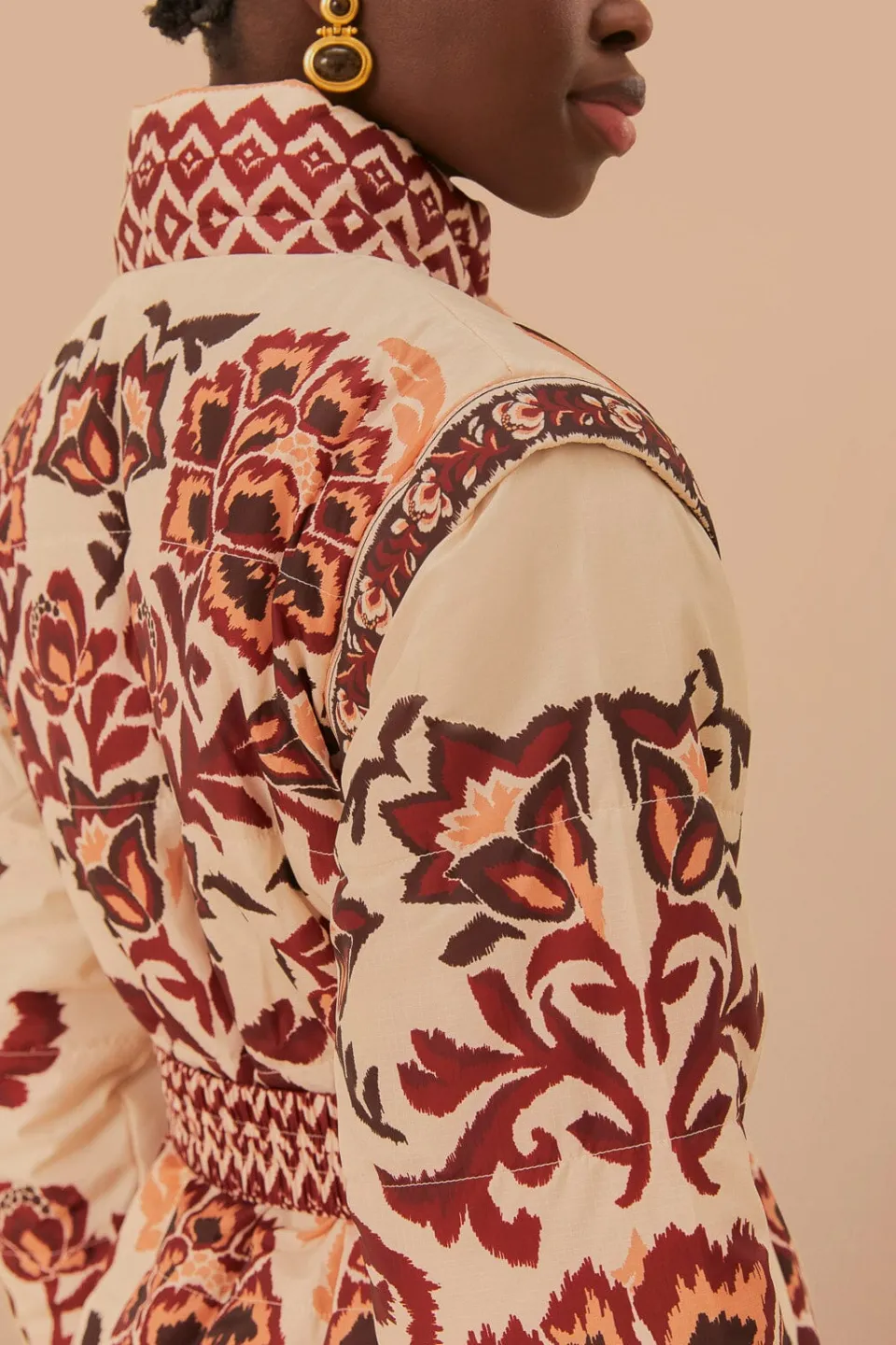 FARM Rio Cream Toucans Scarf Reversible Puffer Jacket Sale
