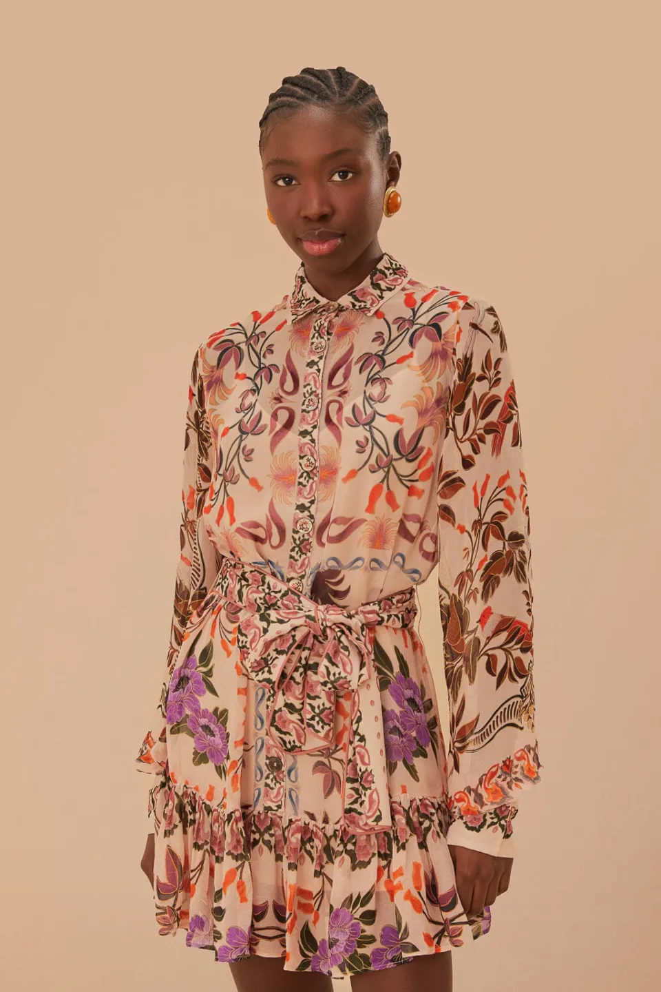 FARM Rio Cream Winter Garden Mini Dress Clearance