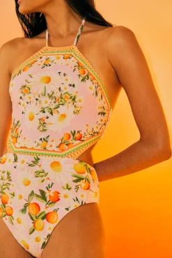 FARM Rio Cut Out One Piece Swimsuit | Tangerine Dream Print Clearance