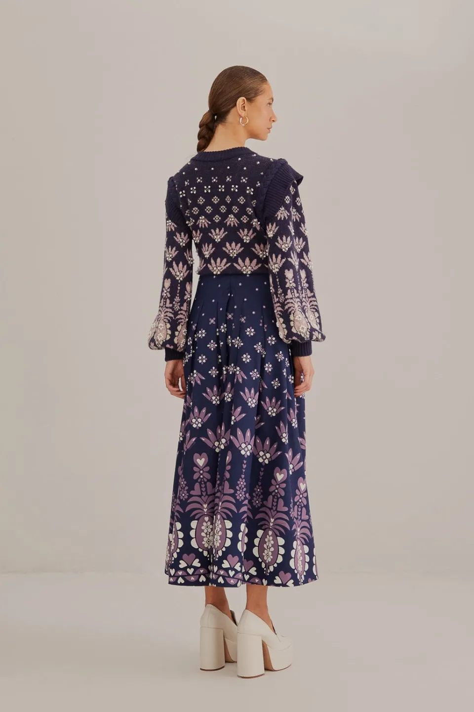 FARM Rio Dark Blue Ainika Martina Midi Skirt Online