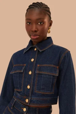 FARM Rio Dark Denim Cropped Jacket Online