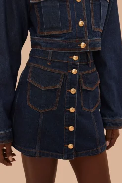 FARM Rio Dark Denim High Waist Skirt Discount
