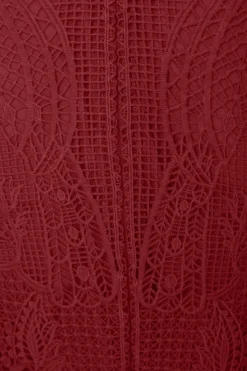 FARM Rio Dark Magenta Guipire Cut-Out Midi Dress New