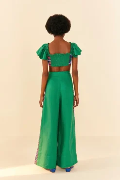 FARM Rio Embroided Green Pants Clearance