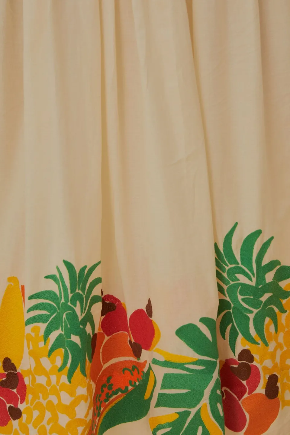 FARM Rio Embroidered Fruits Side Bow Midi Skirt
