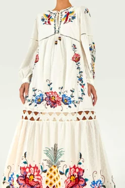 FARM Rio Embroidered Maxi Dress | Macaw Cross Stitch