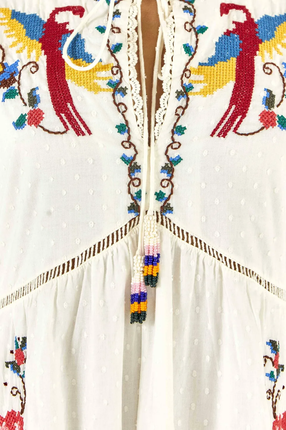 FARM Rio Embroidered Maxi Dress | Macaw Cross Stitch