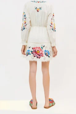 FARM Rio Embroidered Mini Dress | Macaw Cross Stitch Discount