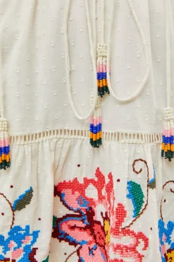 FARM Rio Embroidered Mini Dress | Macaw Cross Stitch Discount