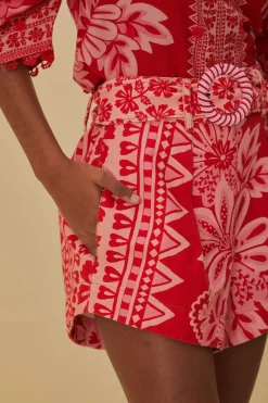 FARM Rio Flora Tapestry Red Shorts Hot