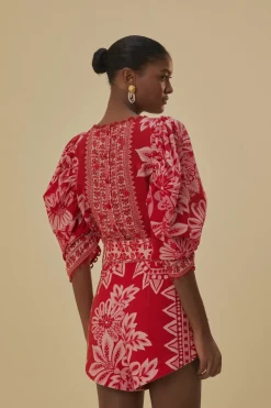 FARM Rio Flora Tapestry Red Shorts Hot