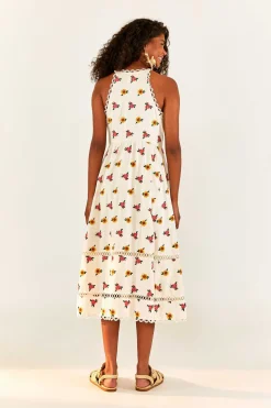 FARM Rio Flowers Midi Dress | Mixed Cross Stitch Print Clearance