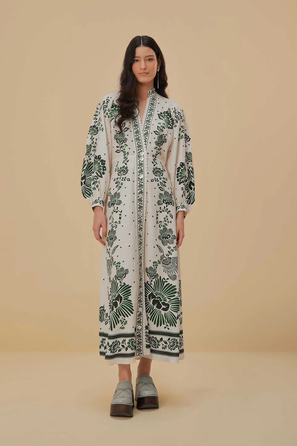 FARM Rio Forest Soul Off-White Maxi Dress New