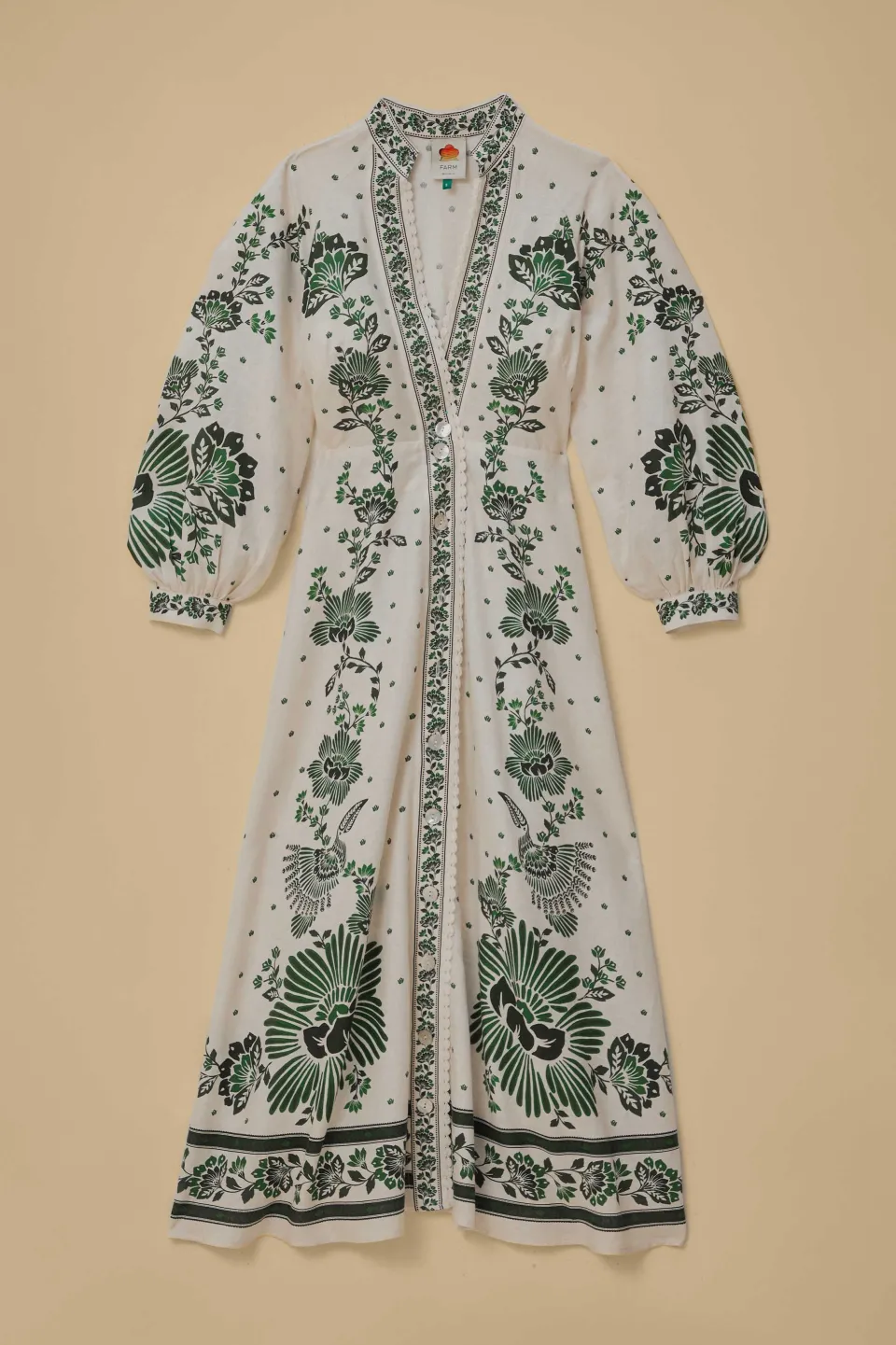 FARM Rio Forest Soul Off-White Maxi Dress New