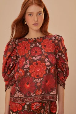 FARM Rio Gigi Tapestry Brown Blouse Discount