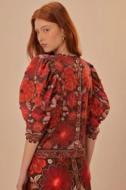 FARM Rio Gigi Tapestry Brown Blouse Discount