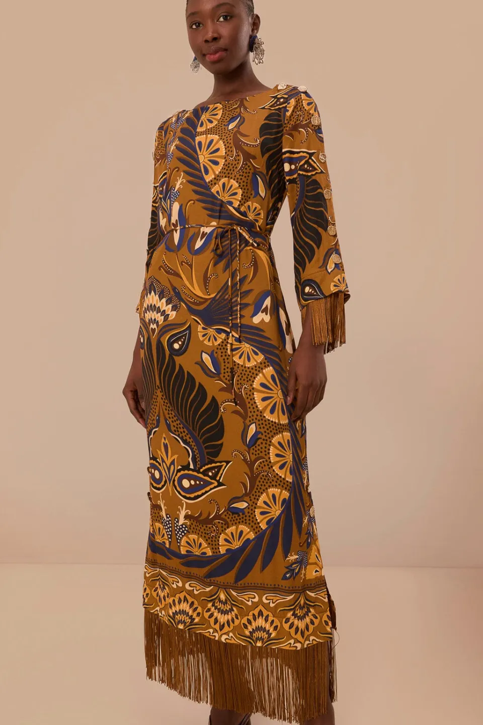 FARM Rio Gold Heart Forest LENZING™ ECOVERO™ Viscose Maxi Dress Clearance