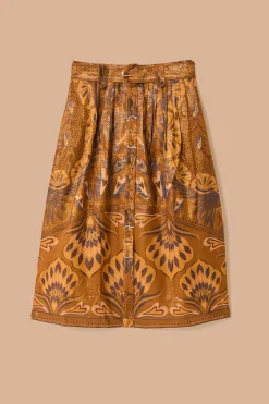 FARM Rio Gold Heart Forest Midi Skirt Best