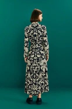 FARM Rio Graphic Floral Black Maxi Dress New