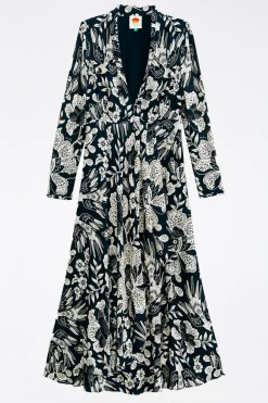 FARM Rio Graphic Floral Black Maxi Dress New