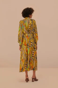 FARM Rio Green Amazon Feathers Midi Dress Outlet