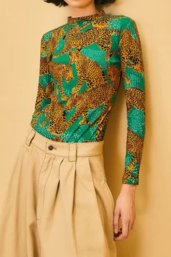 FARM Rio Green Artsy Leopards Organic Cotton Bodysuit Best