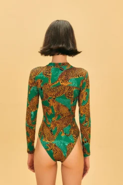 FARM Rio Green Artsy Leopards Organic Cotton Bodysuit Best
